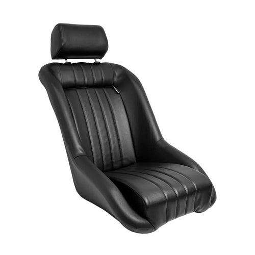 ATST x1 LH Luxe Universal Classic Retro Bucket Seat Black Faux Leather + slides
