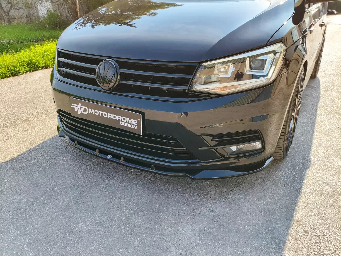 Motordrome Front Bumper Splitter Spoiler V2 VW Caddy Mk4 15-21 Glossy Black