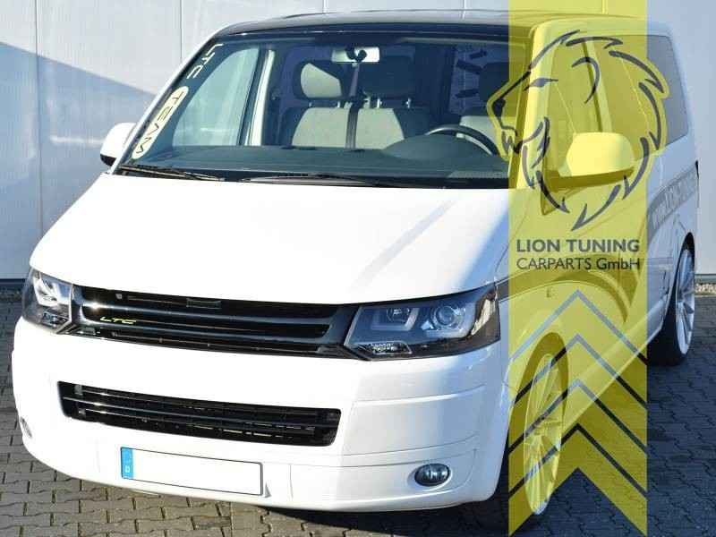 LTG Pair LED DRL U-Tube Headlights VW T5 Transporter FL T5.1 09-15 Bus black LHD