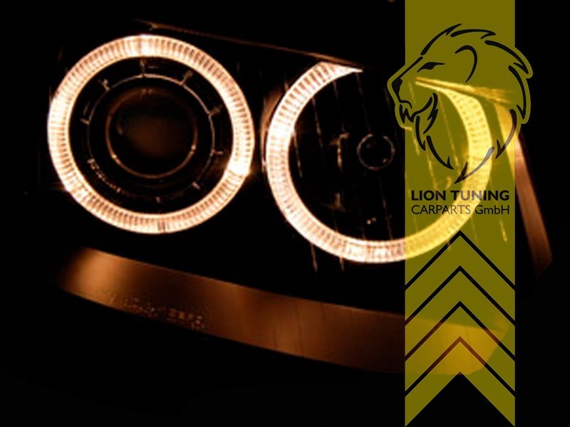 LTG DEPO LED DRL Dual Angel Eye Halo Headlights Audi A3 8P black 03-08 LHD