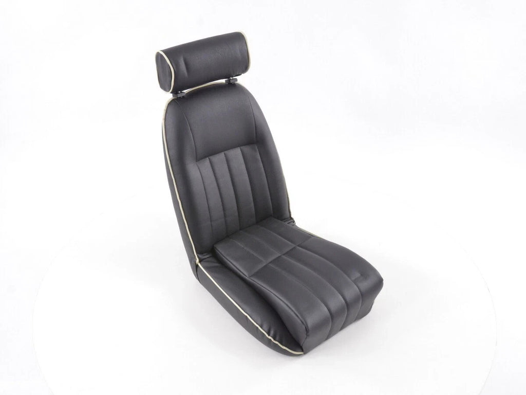 FKA Pair Bucket Seats Headrests White Piping Classic Car Retro Kit Vintage