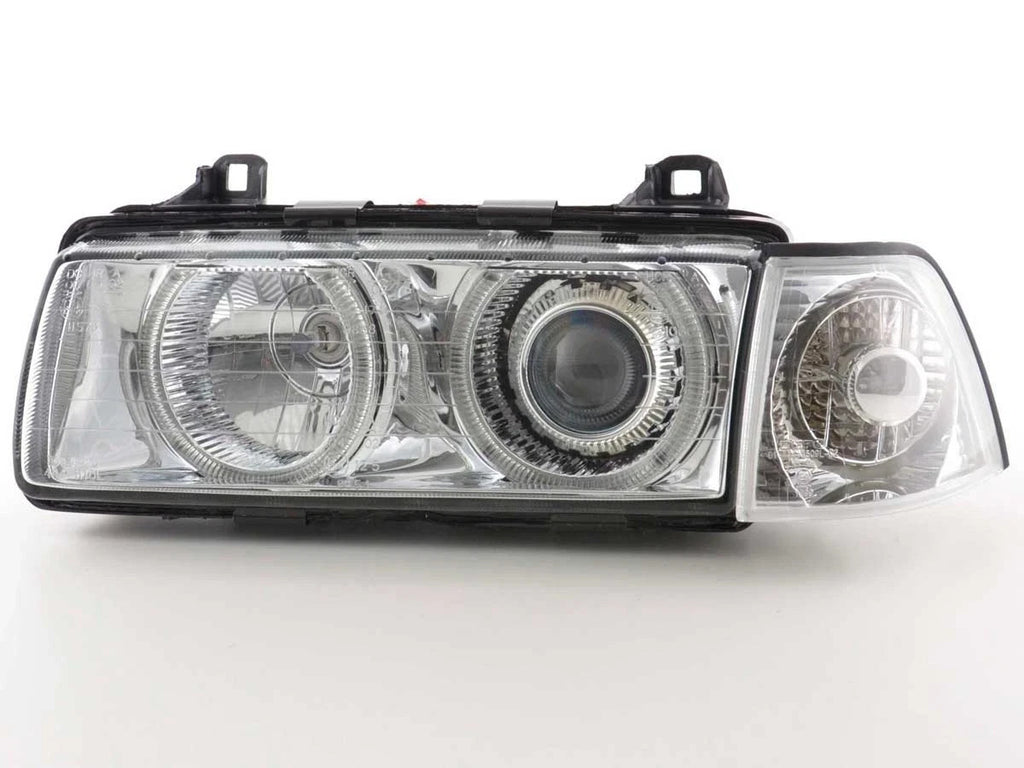 UK FKA DEPO Pair LED Halogen Headlights BMW 3 Limo E36 92-98 Chrome RHD / LHD