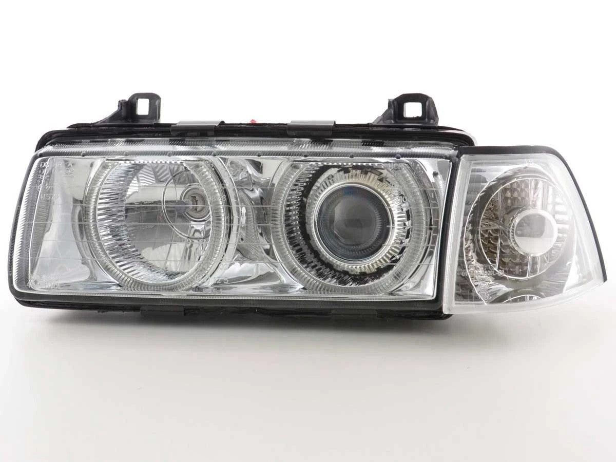 UK FKA DEPO Pair LED Halogen Headlights BMW 3 Limo E36 92-98 Chrome RHD / LHD