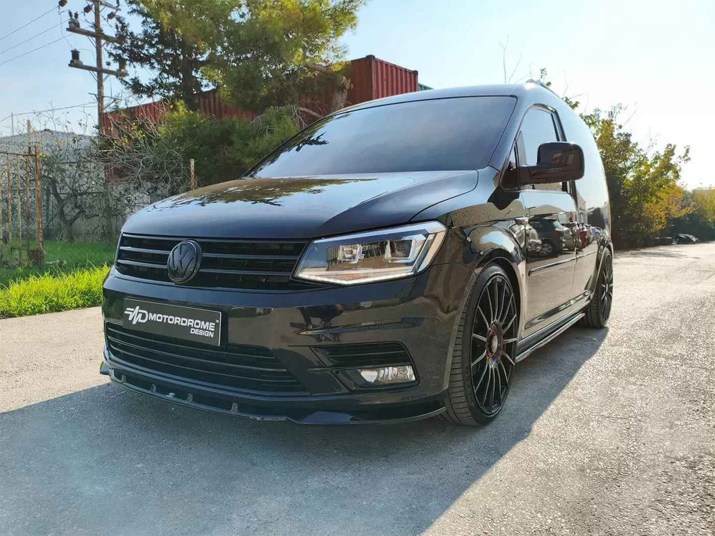 Motordrome Front Bumper Splitter Spoiler V2 VW Caddy Mk4 15-21 Glossy Black