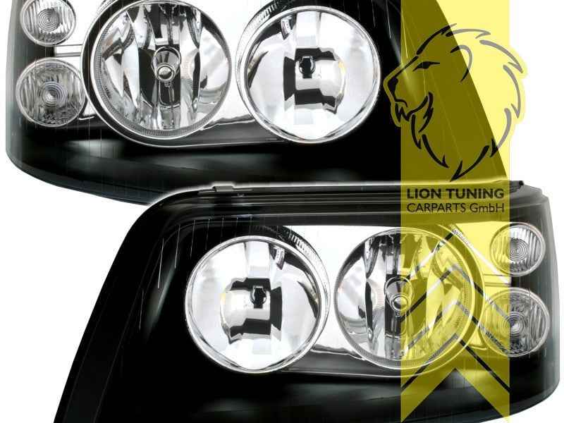 LTG Pair Halogen DE Double Headlights VW T5 Transporter Bus Van Black LHD