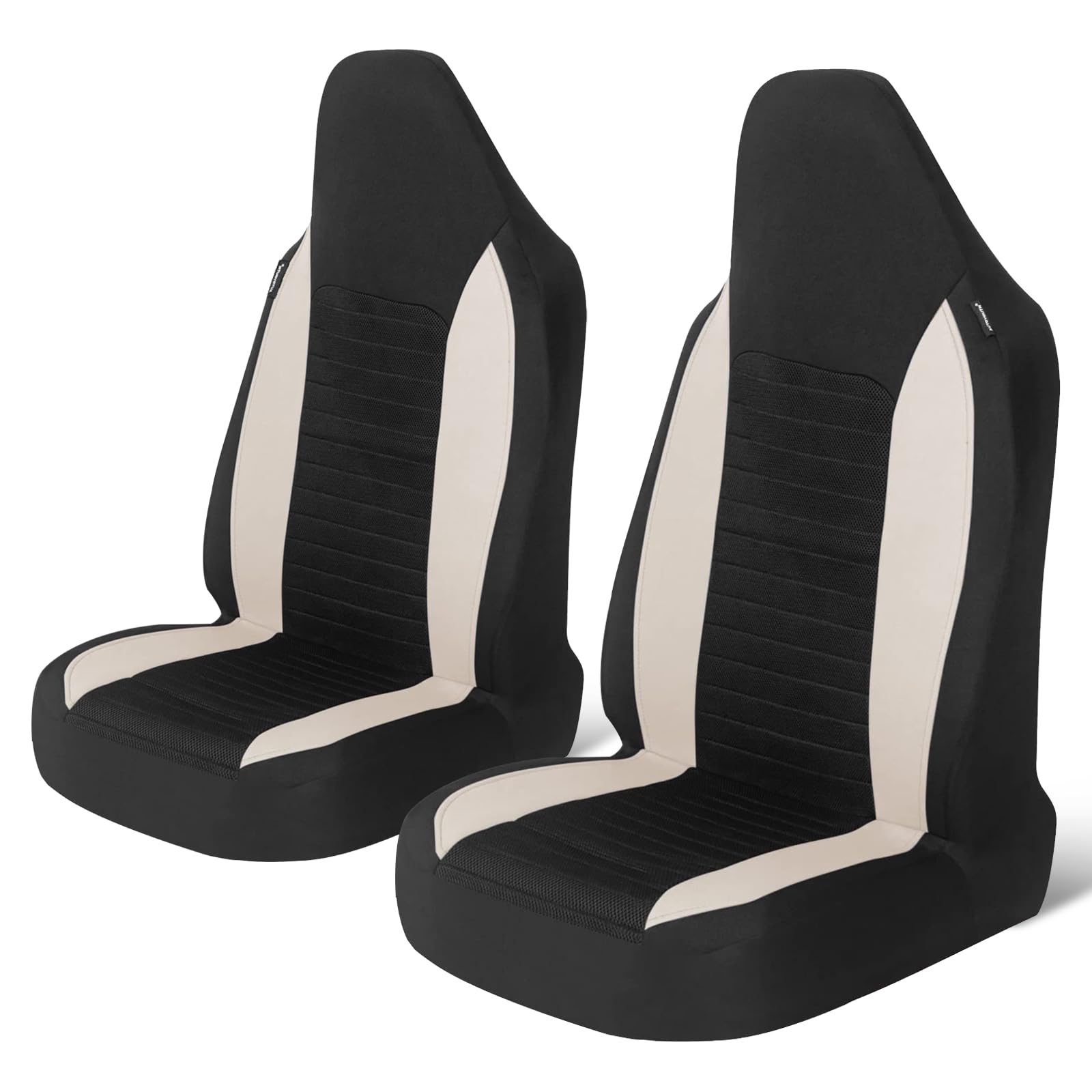 AUTOYOUTH Car Seat Covers Simple Bucket Style Universal Front Pair Fit for Car Truck SUV Van Seat Covers Car Seat Protector, Beige