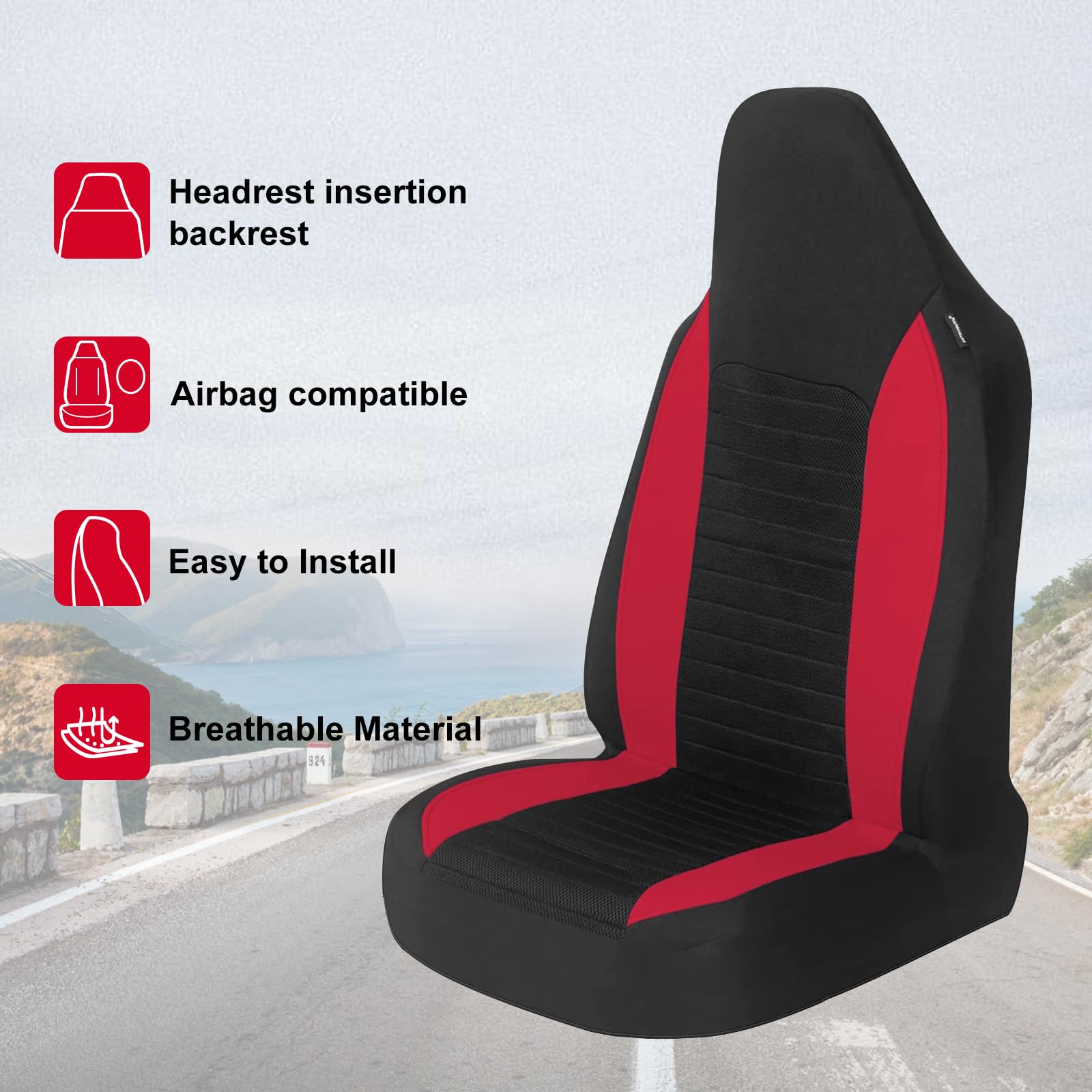 AUTOYOUTH Car Seat Covers Simple Bucket Style Universal Front Pair Fit for Car Truck SUV Van Seat Covers Car Seat Protector, Beige