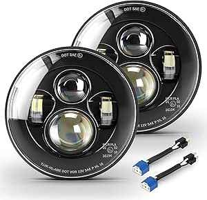CO LIGHT 2pcs 7 Inch LED Headlights Hi/Lo Beam 7’’ Round Headlight H6024 LED Headlight Replacement Compatible withS2 for Wrangler JK CJ TJ