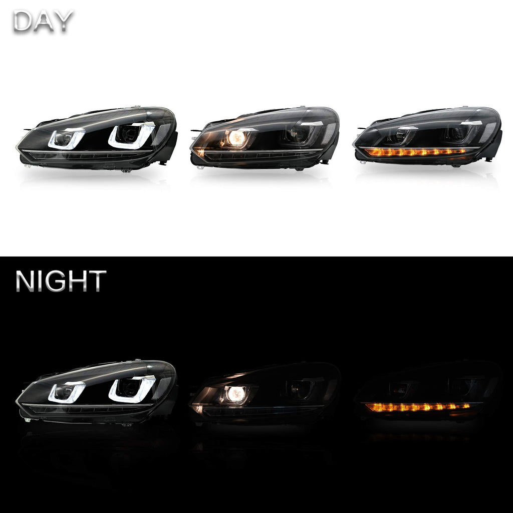 VLAND LED Tail Lights Fit for 2008-2013 Volkswagen Golf 6 MK6 TSI TDI GTD R(not for GTI/Variant/Cabriolet), Rear Lights with Sequential Turn Signal Indicators, E-mark, Red Smoked