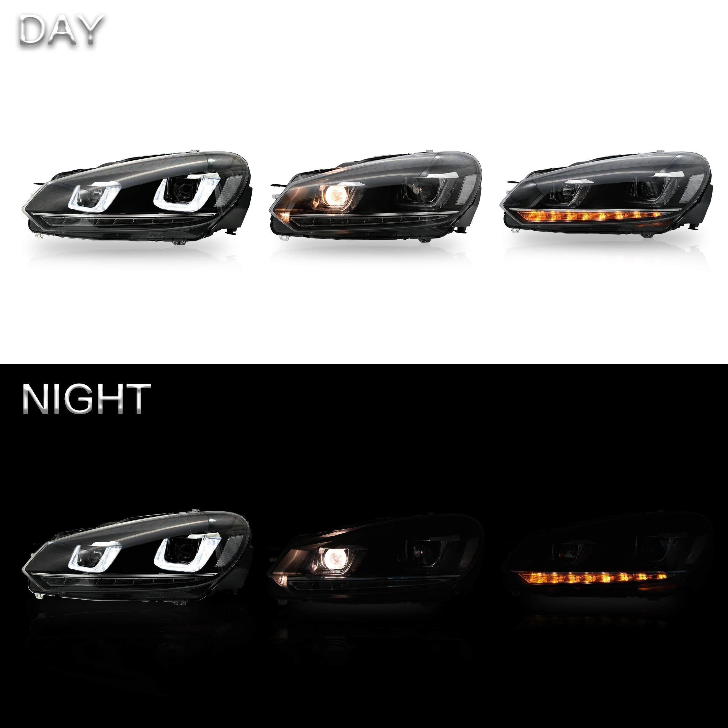 VLAND LED Tail Lights Fit for 2008-2013 Volkswagen Golf 6 MK6 TSI TDI GTD R(not for GTI/Variant/Cabriolet), Rear Lights with Sequential Turn Signal Indicators, E-mark, Red Smoked
