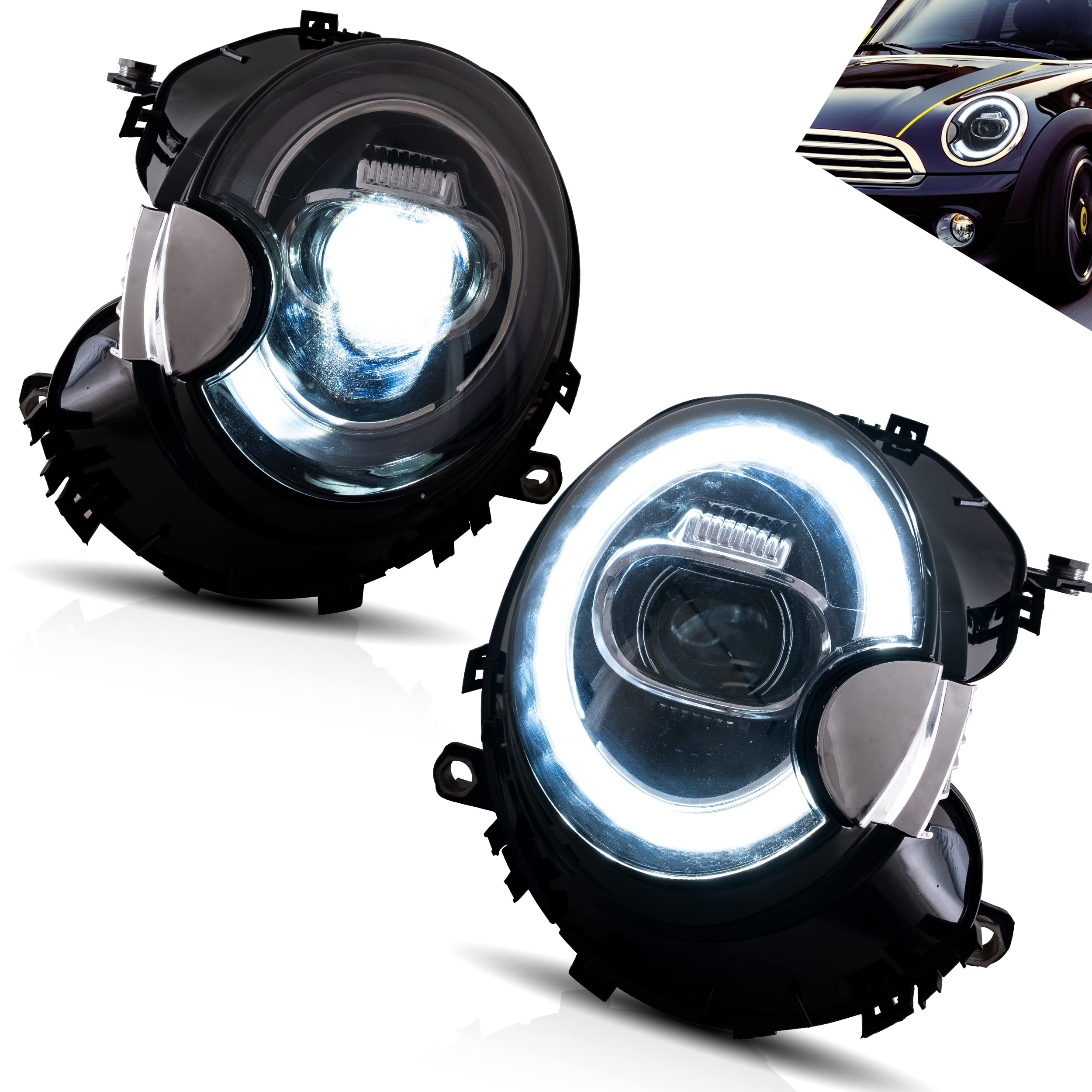 VLAND LED Tail Light Compatible with BMW Mini Cooper F55 F56 F57 2014-2021, Rear Lights with Sequential Turn Signal, Electroplated housing, Red