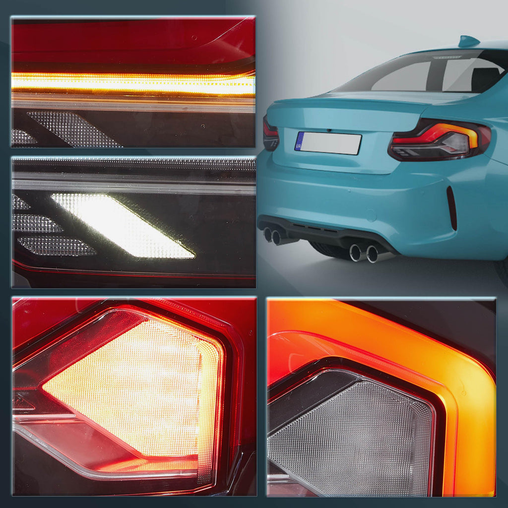 VLAND OLED Rear Lights Compatible with 2013-2018 BMW 3 Series F30 F35 F80 320i 328i 335i Sedan (Not for F31 F34), Tail Lights with Sequential Indicators, E-mark, Red
