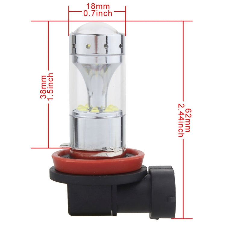 2 PCS H8/H11 60W 1200 LM 6000K Car Fog Lights with 12 CREE XB-D LED Lamps, DC 12V