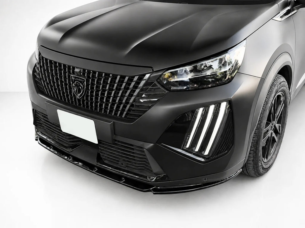 Motordrome Front Splitter Peugeot 2008 Mk2 Facelift Gloss Black - Fitted front angle