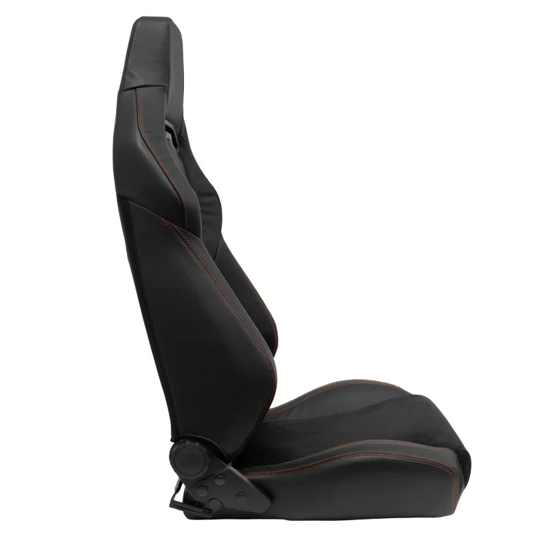 ATS x1 Universal Sports Bucket Seat Black Real Leather & Alcantara Red stitch