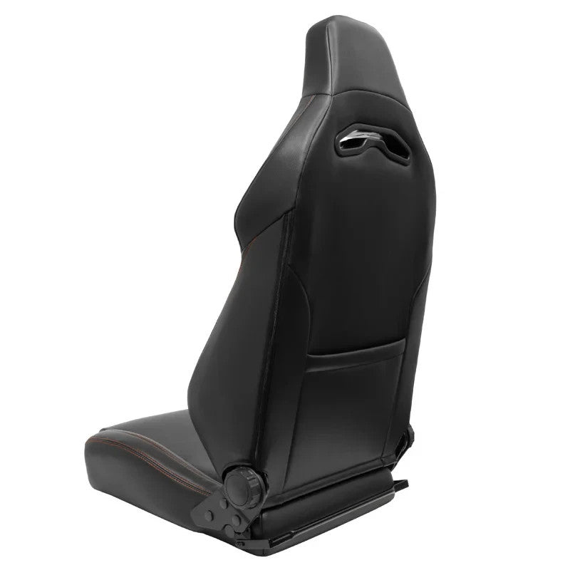 ATST x1 Universal Car Van Camper Sim Bucket Seat Black Synth Leather Red Stitch