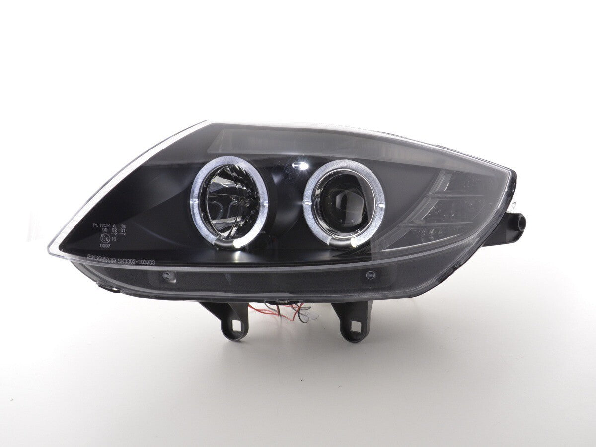 FK LED DRL Angel Eye Halo Ring Headlights BMW Z4 E85 E86 03-08 Black LHD