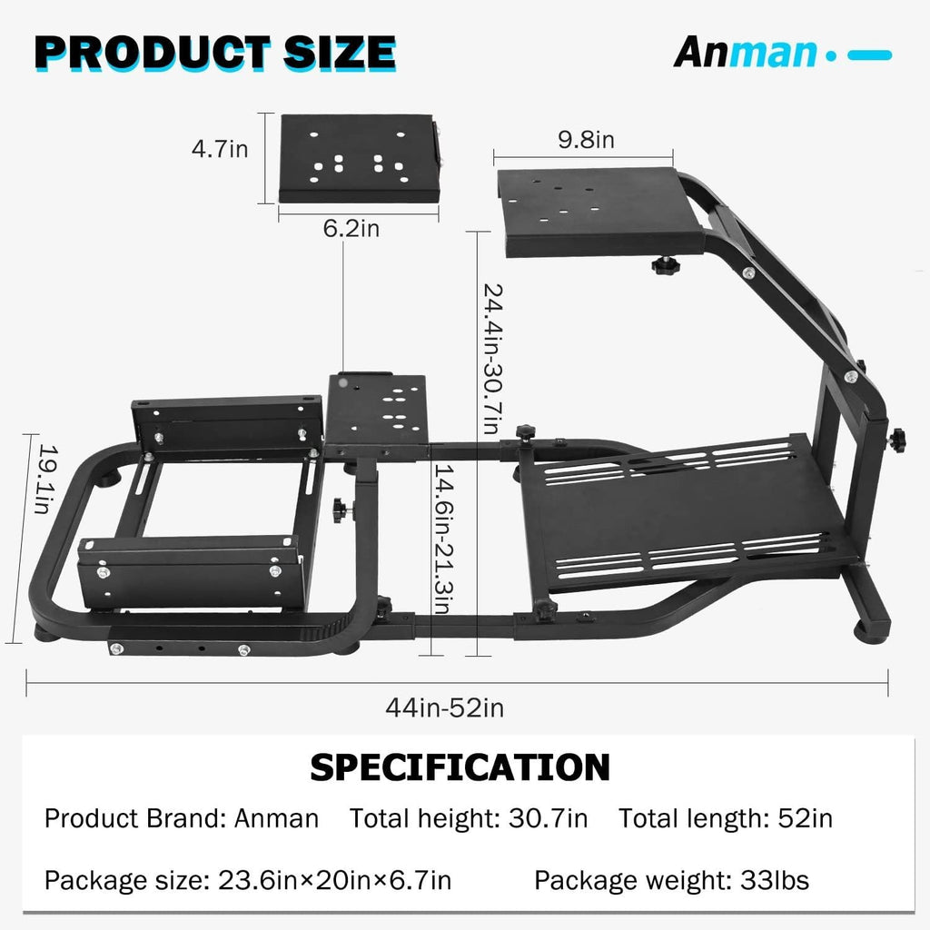 LUXE Driving Sim Racing Wheel Frame + Bucket Seat For Wheel & Pedals + Shifter