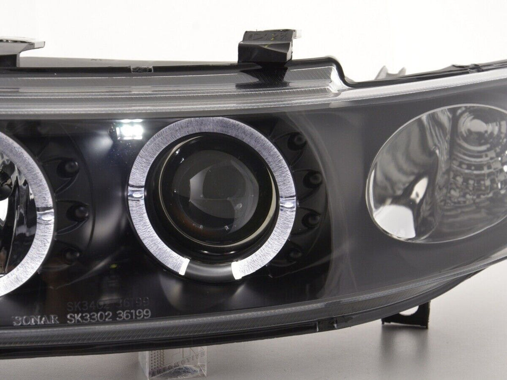 FK LED DRL Lightbar Halo Ring Headlights Seat Leon / Toledo 1M 97-05 black LHD