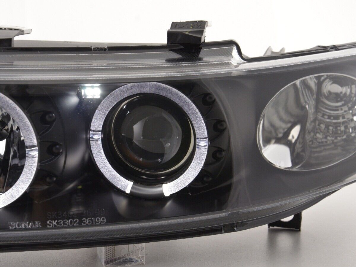 FK LED DRL Lightbar Halo Ring Headlights Seat Leon / Toledo 1M 97-05 black LHD