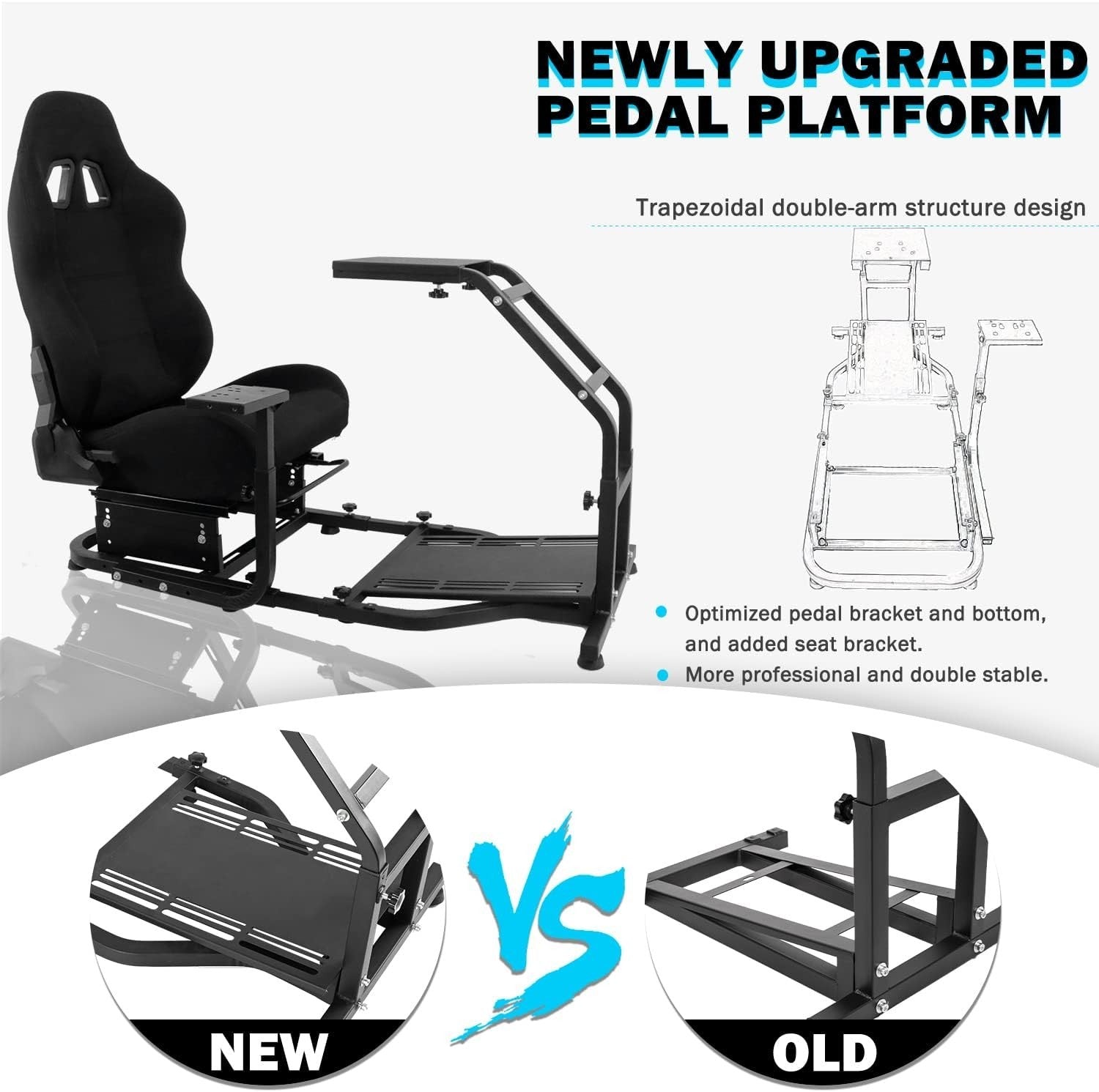 LUXE Driving Sim Racing Wheel Frame + Bucket Seat For Wheel & Pedals + Shifter