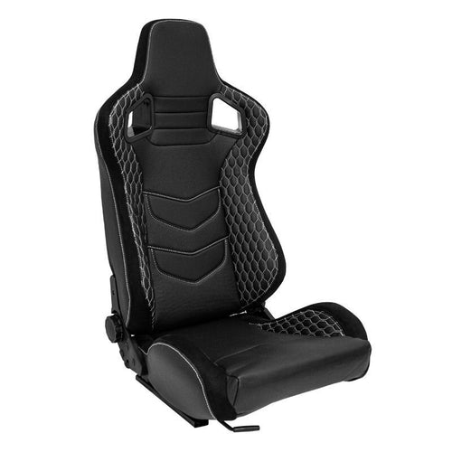 ATS x1 Universal Pair Sports Recline Bucket Seat Black Silver Stitch + runners
