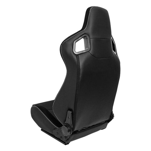 ATS x1 Universal Pair Sports Recline Bucket Seat Black Silver Stitch + runners