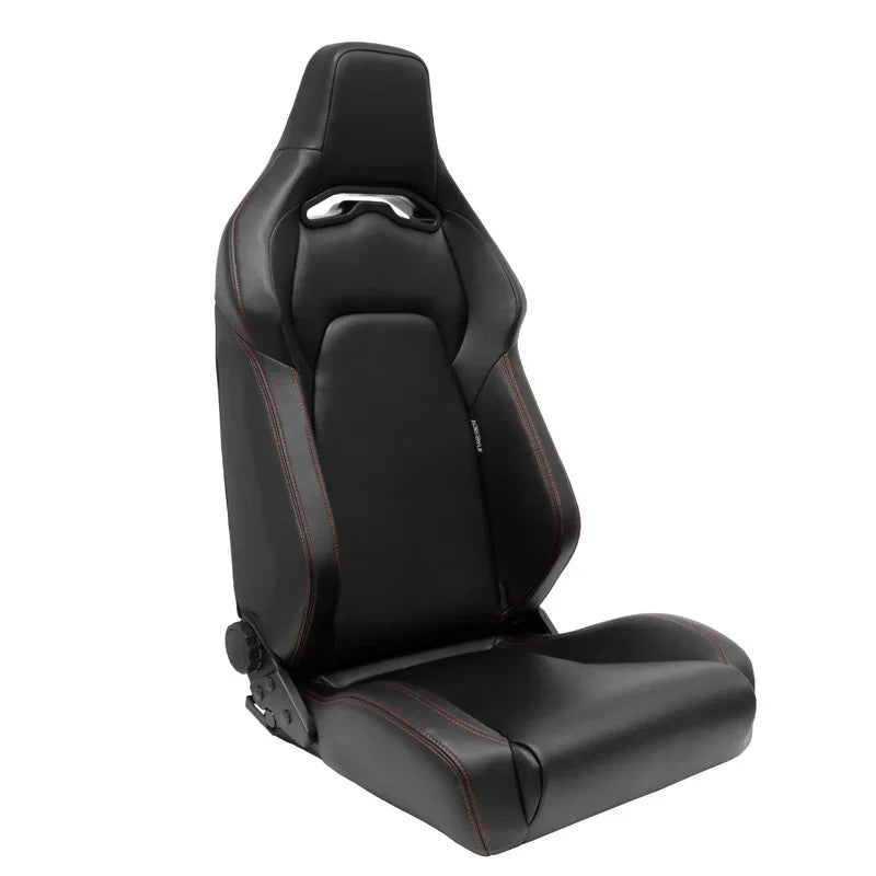 ATST x1 Universal Car Van Camper Sim Bucket Seat Black Synth Leather Red Stitch