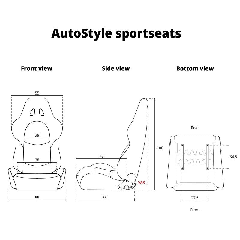 ATST x1 Universal Car Van Camper Sim Bucket Seat RS6-II Black Red Matte Syn Leat
