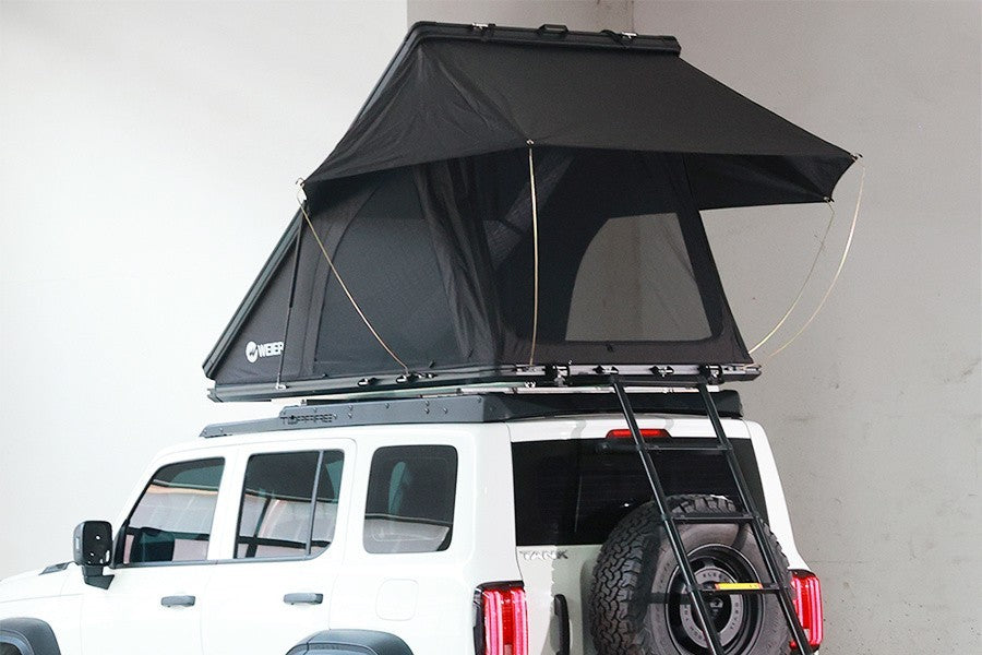WEIER Aluminum Clamshell Hard Shell Triangle Roof Top Tent 2P + Mattress Ladder