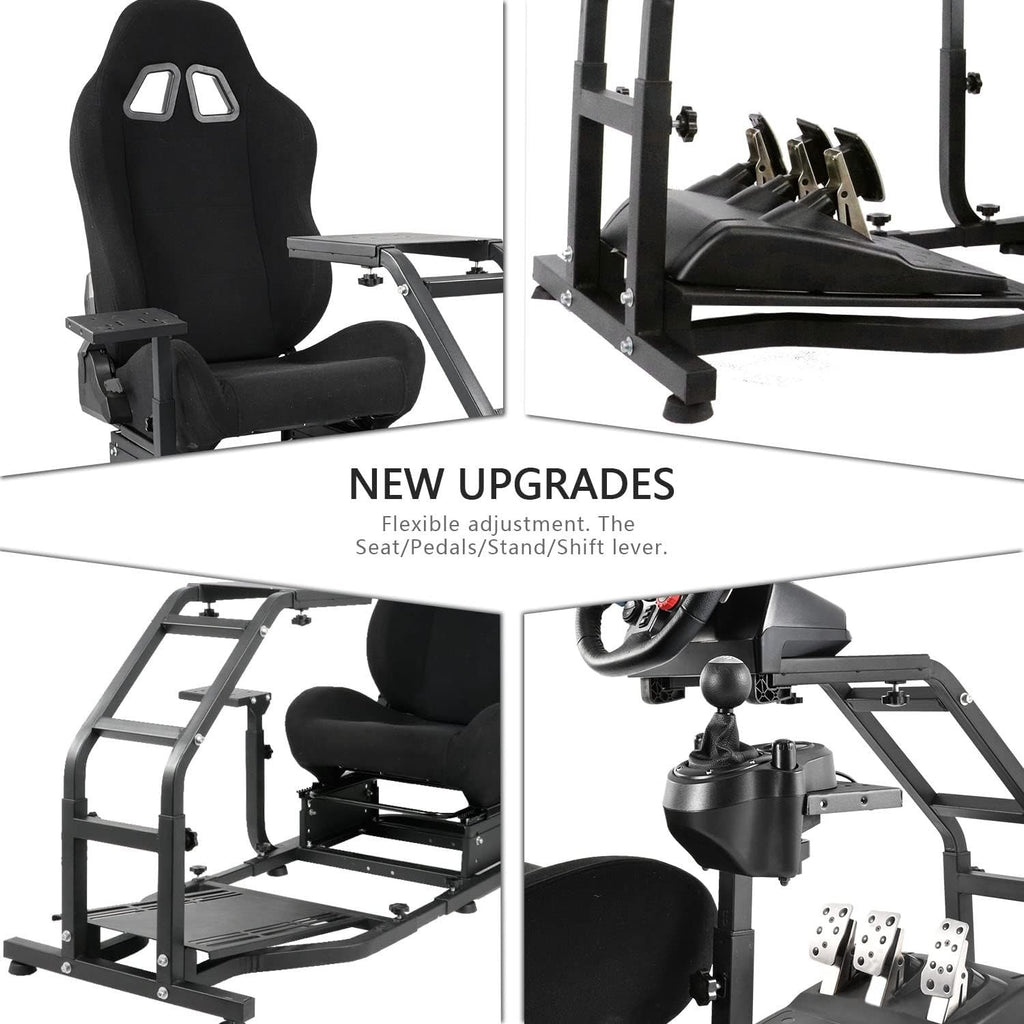LUXE Driving Sim Racing Wheel Frame + Bucket Seat For Wheel & Pedals + Shifter