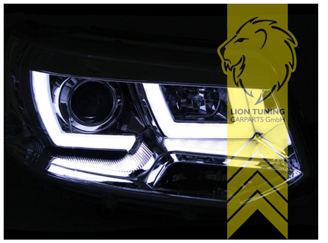 LT LED DRL Halo Angel Eye Headlights VW T5 Bus Facelift U-Tube black LHD