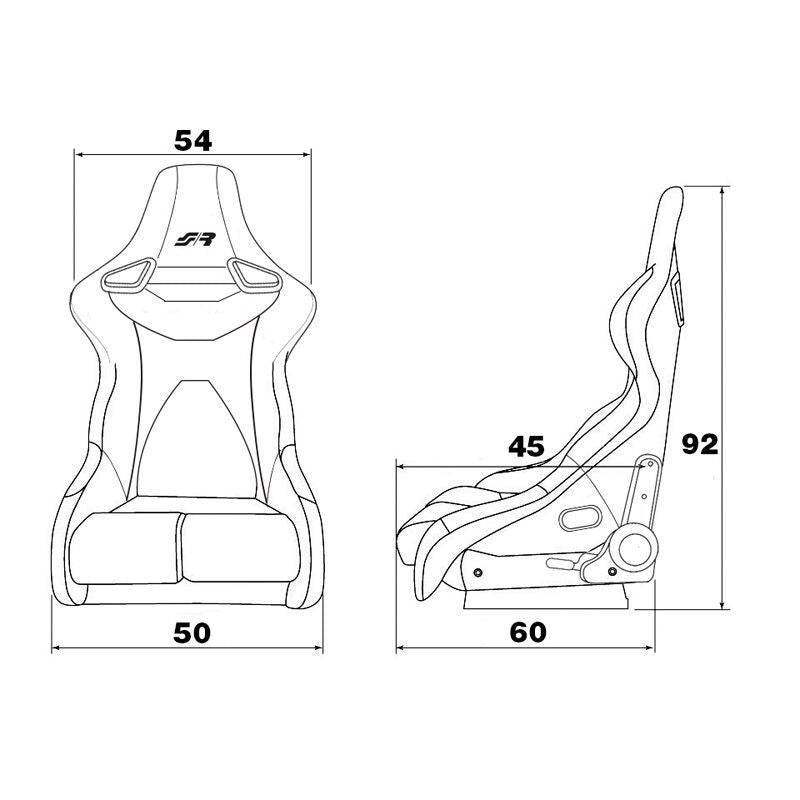 Simoni Racing Emerson Universal Supercar Bucket Seat Black Carbon Red runners