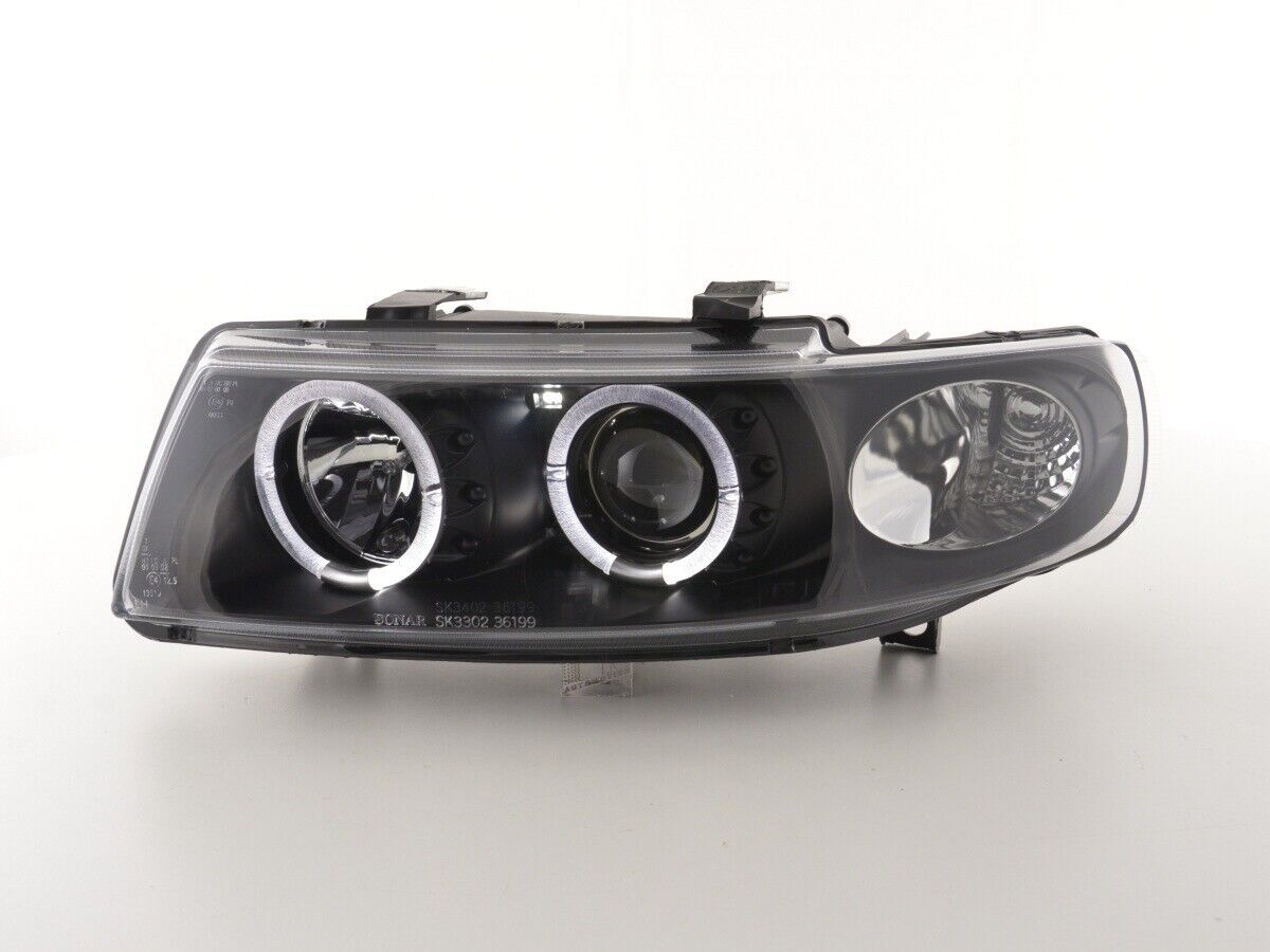 FK LED DRL Lightbar Halo Ring Headlights Seat Leon / Toledo 1M 97-05 black LHD
