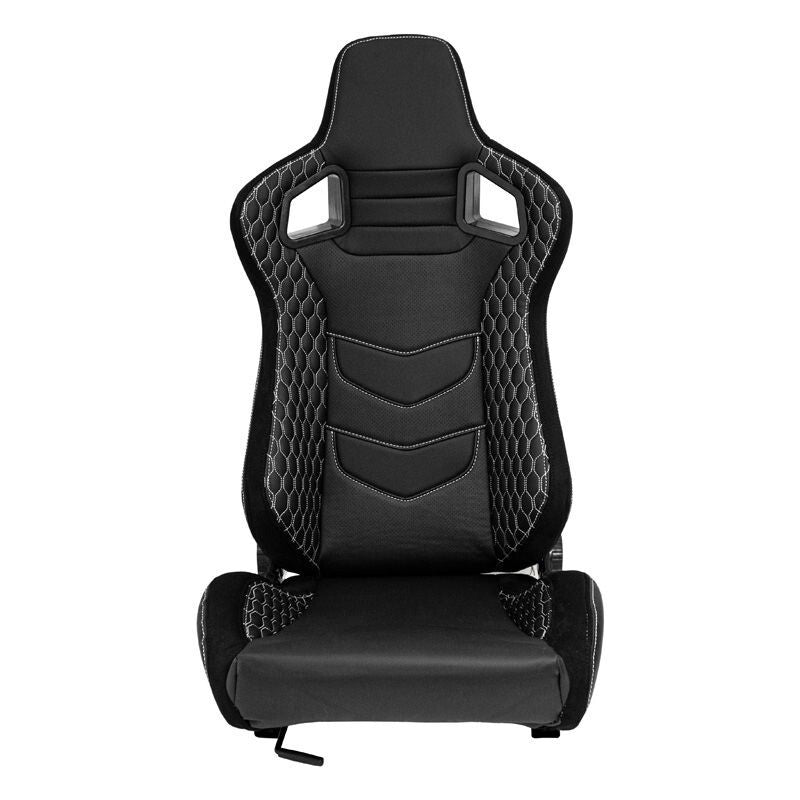ATS x1 Universal Pair Sports Recline Bucket Seat Black Silver Stitch + runners