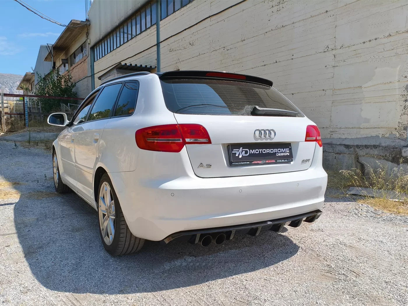 Motordrome Design Rear Bumper Diffuser Audi A3 8P Sportback 08-12 Gloss Black