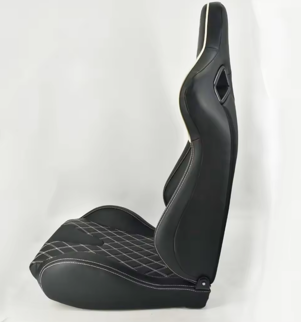 Jiabeir Black Quilted Diamond Stitch Sports Car Racing Sim Bucket Seat JBR1054C