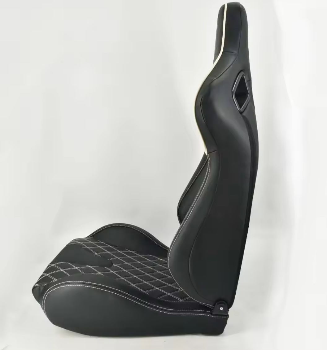 Jiabeir Black Quilted Diamond Stitch Sports Car Racing Sim Bucket Seat JBR1054C