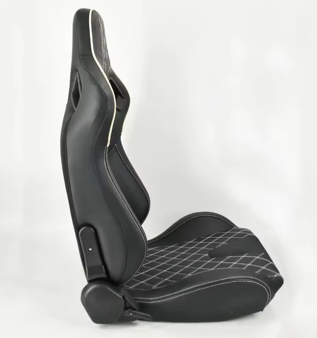 Jiabeir Black Quilted Diamond Stitch Sports Car Racing Sim Bucket Seat JBR1054C