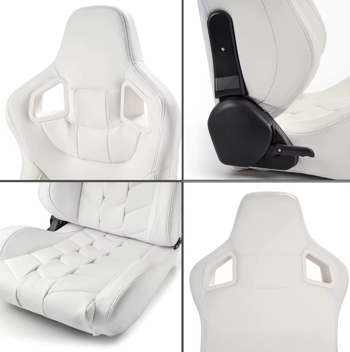 Jiabeir White Luxury Sports Car Racing Sim Bucket Seat JBR9009