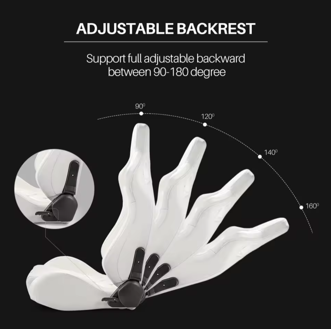 Jiabeir White Luxury Sports Car Racing Sim Bucket Seat JBR9009