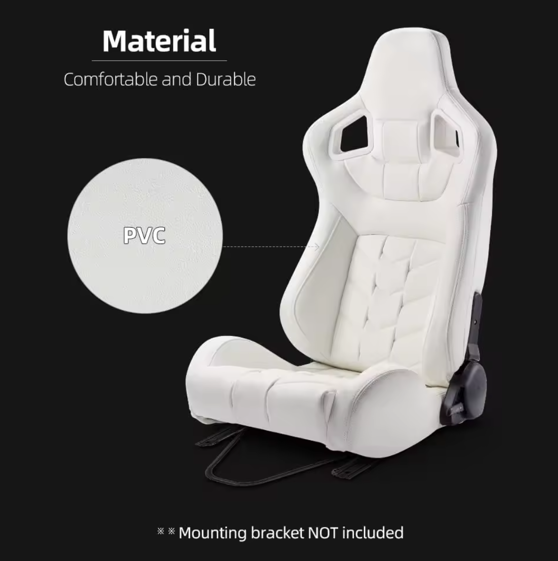 Jiabeir White Luxury Sports Car Racing Sim Bucket Seat JBR9009